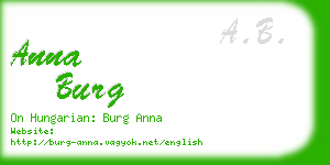 anna burg business card